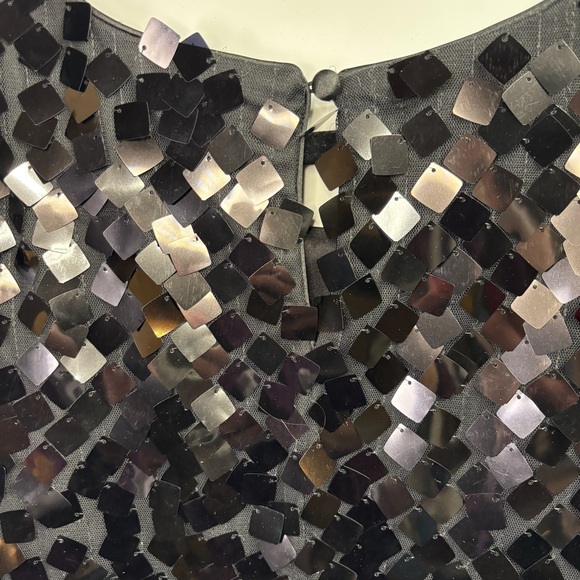 White House Black Market Sleeveless Black Sequin Mini Dress - Size: 14 - Picture 4 of 6